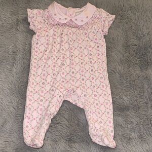 Vintage Lullaby Club Pink Floral Baby One-Piece Baby Sleeper Romper Sz 3M